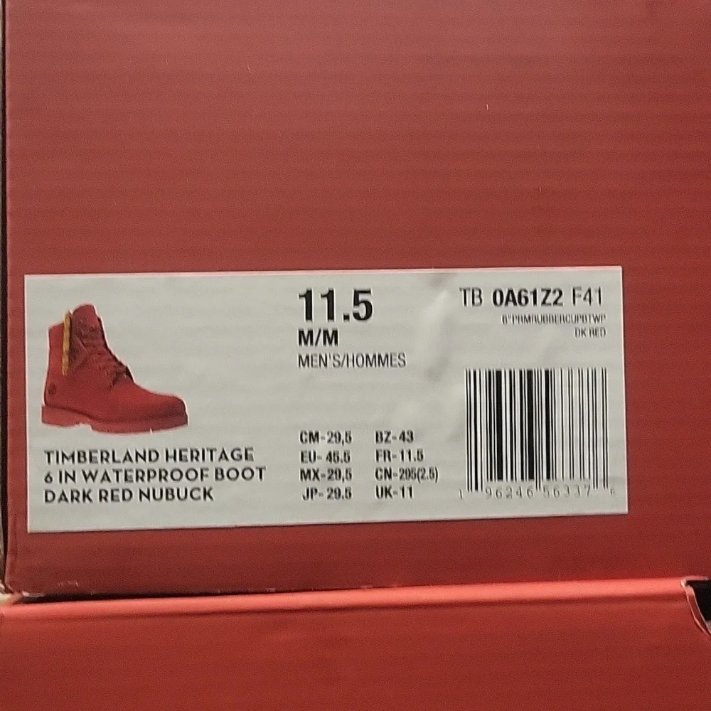 Timberland 6 Inch Premium Waterproof Boot Triple Red Mens New TB0A61Z2F41 - Picture 9 of 10